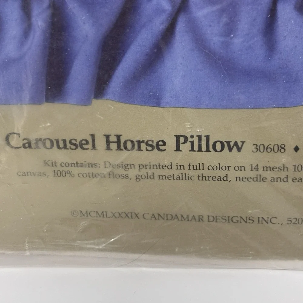 Vintage Candamar Needlepoint Kit #30608 CAROUSEL HORSE PILLOW Something Special
